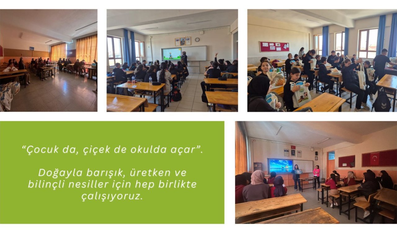 Konya’da “Okullarımız çiçek açıyor” projesi ile öğrenciler doğayla barışık yaşamayı öğreniyor