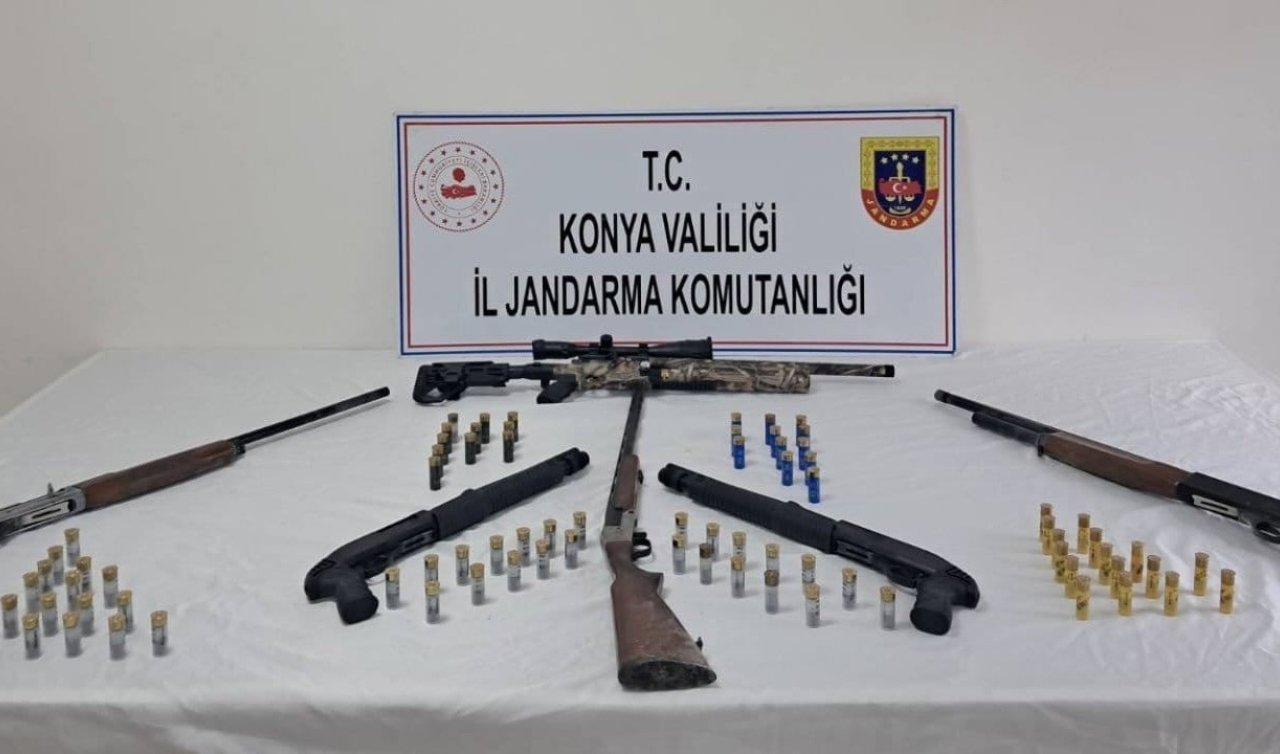 Konya’da jandarmadan silah operasyonu: Çok sayıda ruhsatsız tüfek ele geçirildi