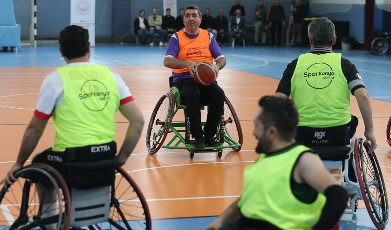 Konya’da 3 Aralık’a özel engelliler ile kurum müdürleri tekerlekli sandalye basketbol maçında karşılaştı