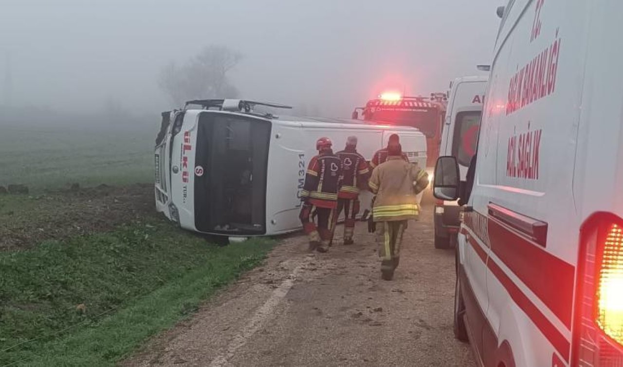  Öğrenci servisi devrildi: 9 yaralı