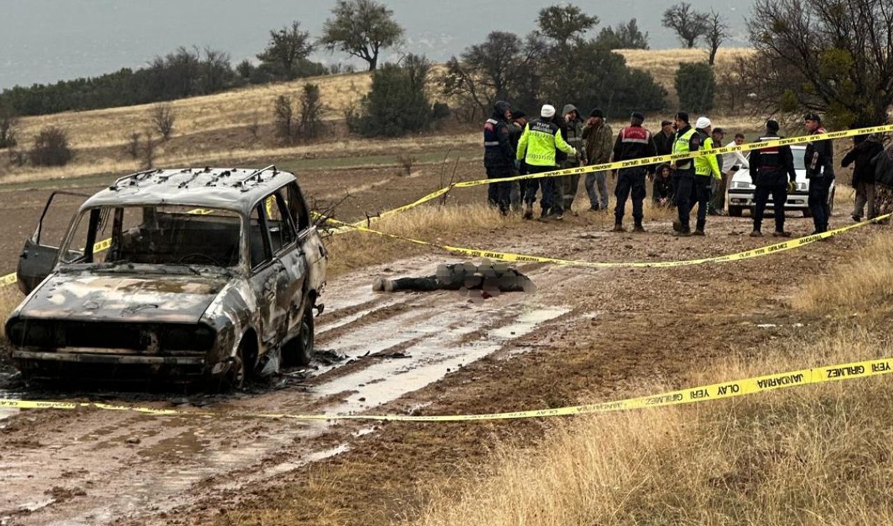 Yanan otomobilin yakınında 2 çocuk babası adamın başsız cesedi bulundu