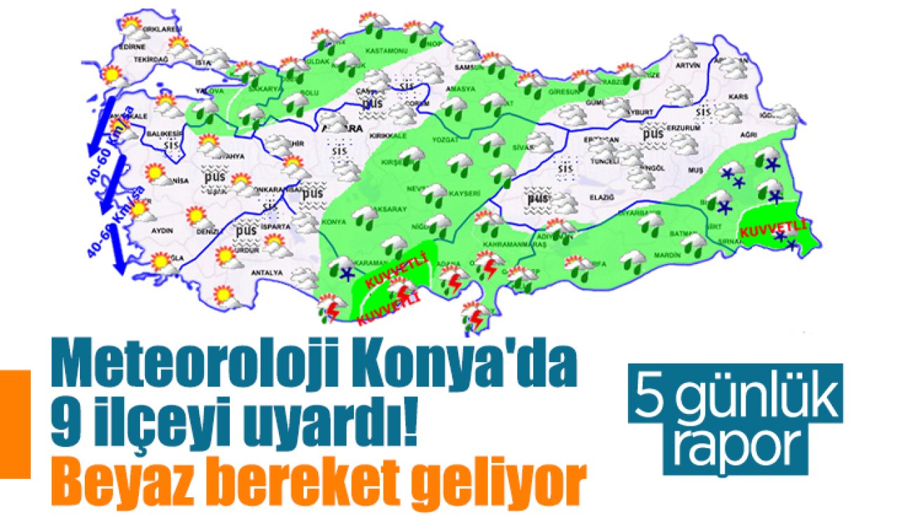 Meteoroloji Konya’da 9 ilçeyi uyardı! Beyaz bereket geliyor 