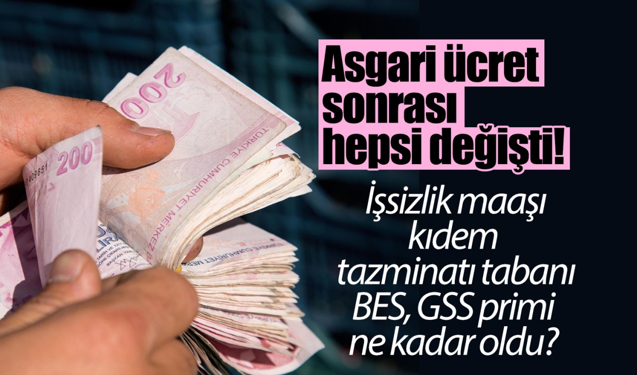 Asgari ücret sonrası hepsi değişti! İşsizlik maaşı, kıdem tazminatı tabanı, BES, GSS primi ne kadar oldu? 