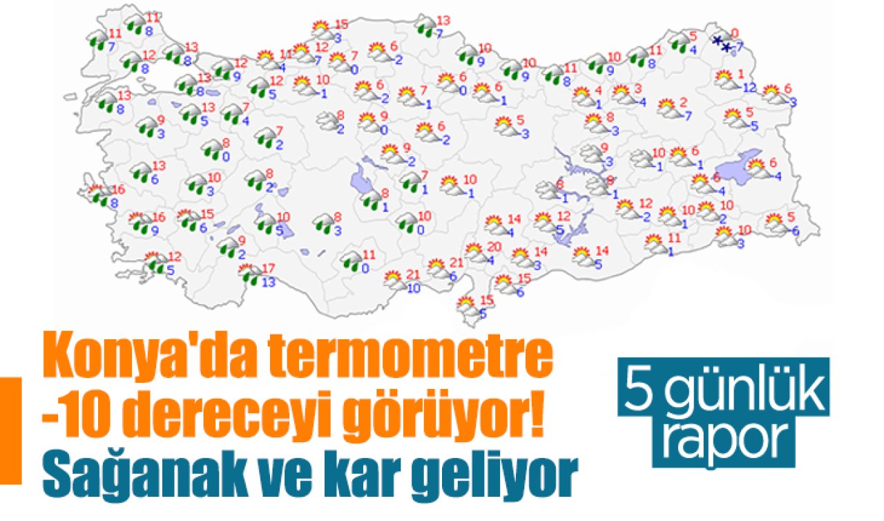 Konya’da termometre -10 dereceyi görüyor! Sağanak ve kar geliyor 