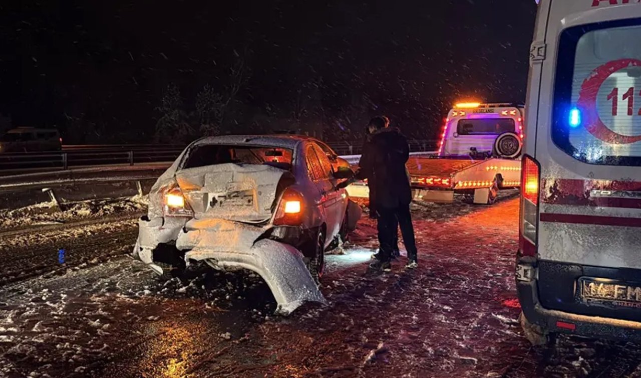 Kar yağışı kazayı getirdi! 7 araç birbirine girdi
