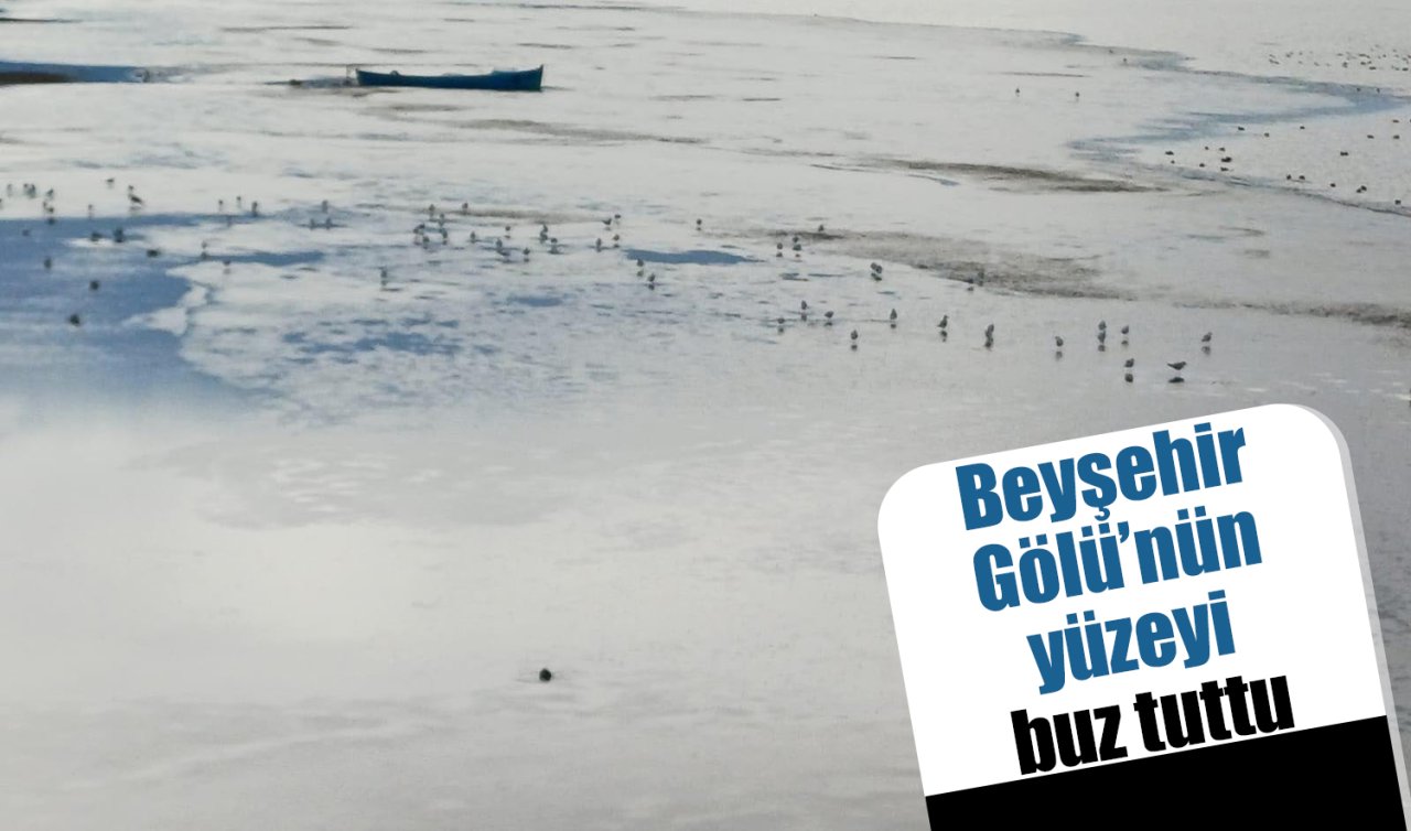 Beyşehir Gölü’nün yüzeyi buz tuttu