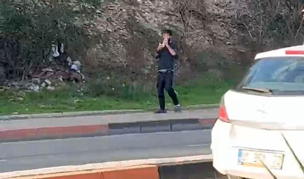 Herkesin gözü önünde poşetle uçucu madde çekti