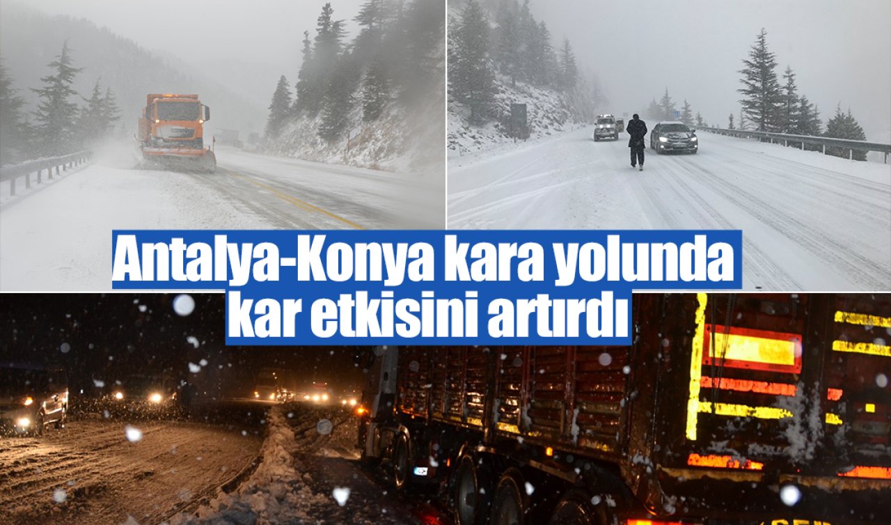 Antalya-Konya kara yolunda kar etkisini artırdı