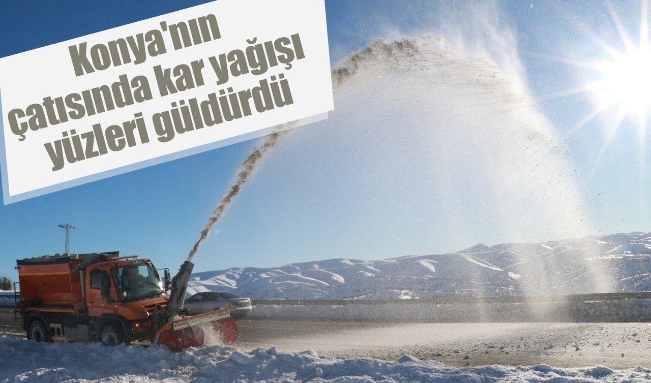 Konya’nın çatısında kar yağışı yüzleri güldürdü