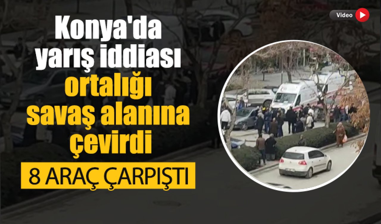 Konya’da yarış iddiası ortalığı savaş alanına çevirdi: 8 araç çarpıştı 