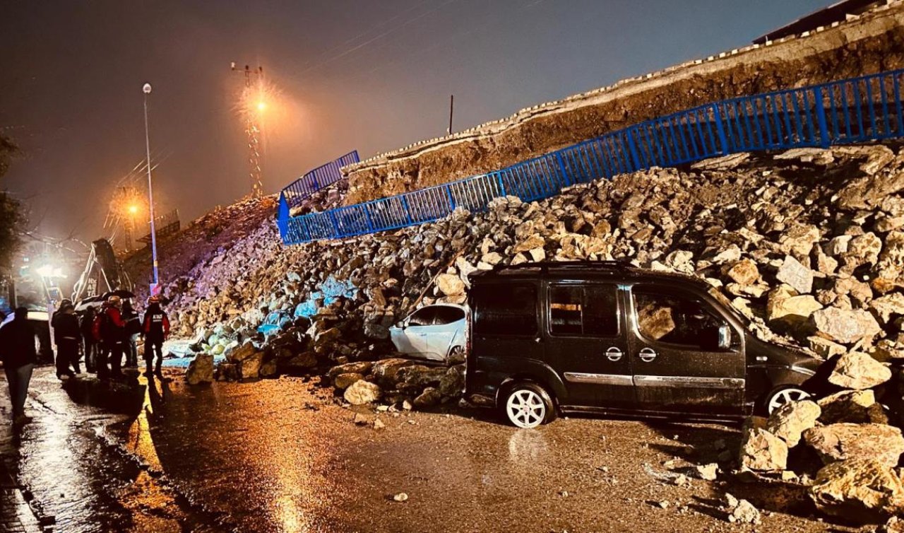 İstinat duvarı çöktü: 6 araç hasar aldı