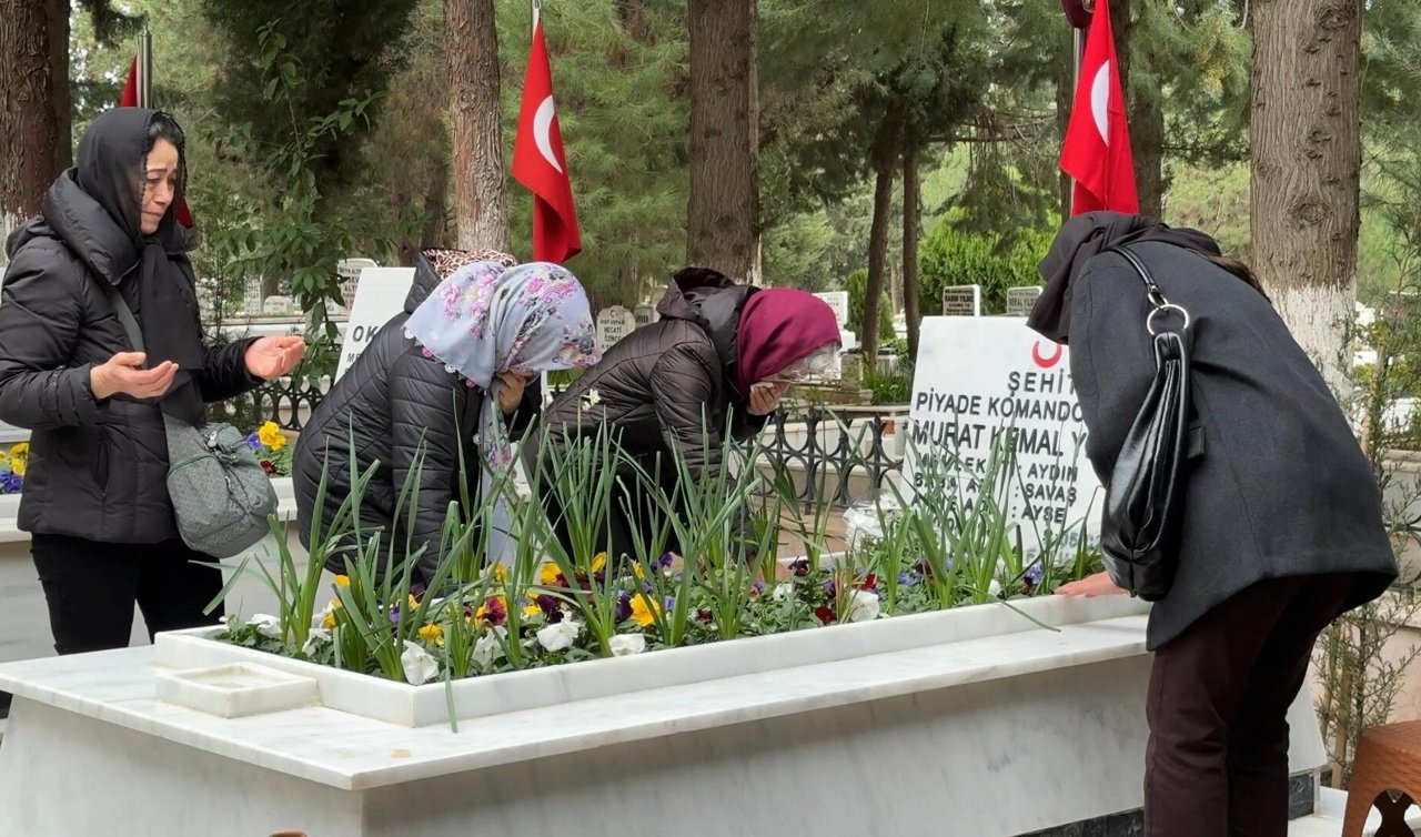 Evlilik yıl dönümünde şehit olan Binbaşı Yetişen mezarı başında anıldı