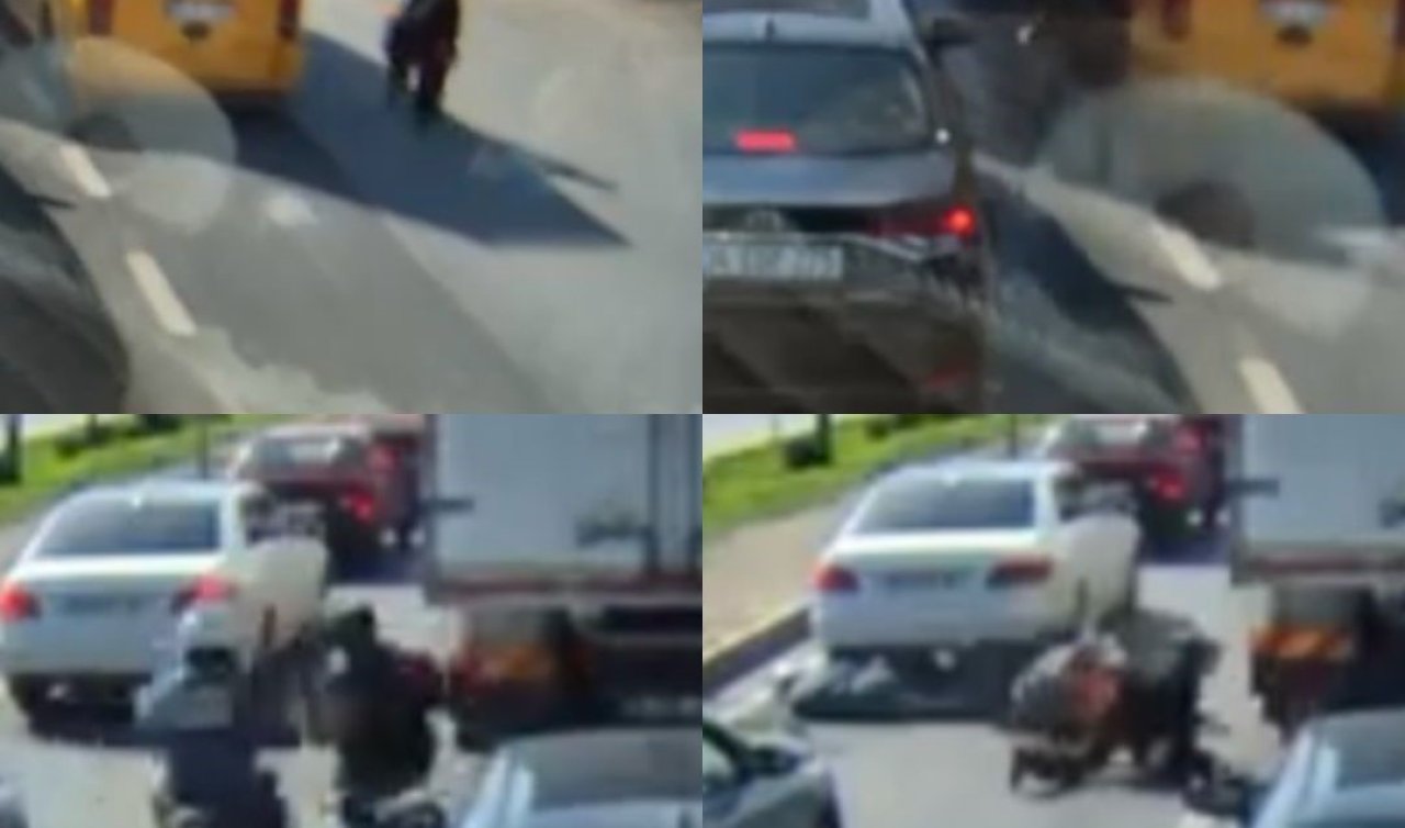 Kaza anı araç kamerasında: Daha önce 3 kişi ölmüştü bu sefer yayalara motosiklet çarptı