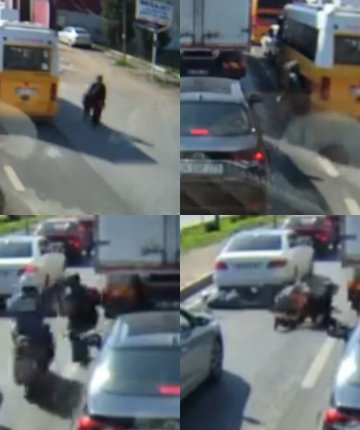 Kaza anı araç kamerasında: Daha önce 3 kişi ölmüştü bu sefer yayalara motosiklet çarptı