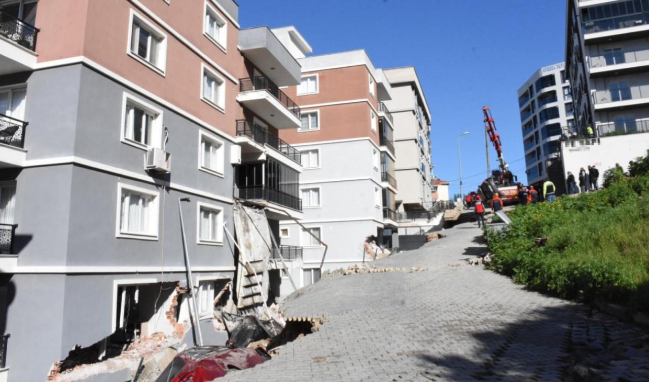 İstinat duvarı çöktü: 2 bina ve 6 araç hasar gördü