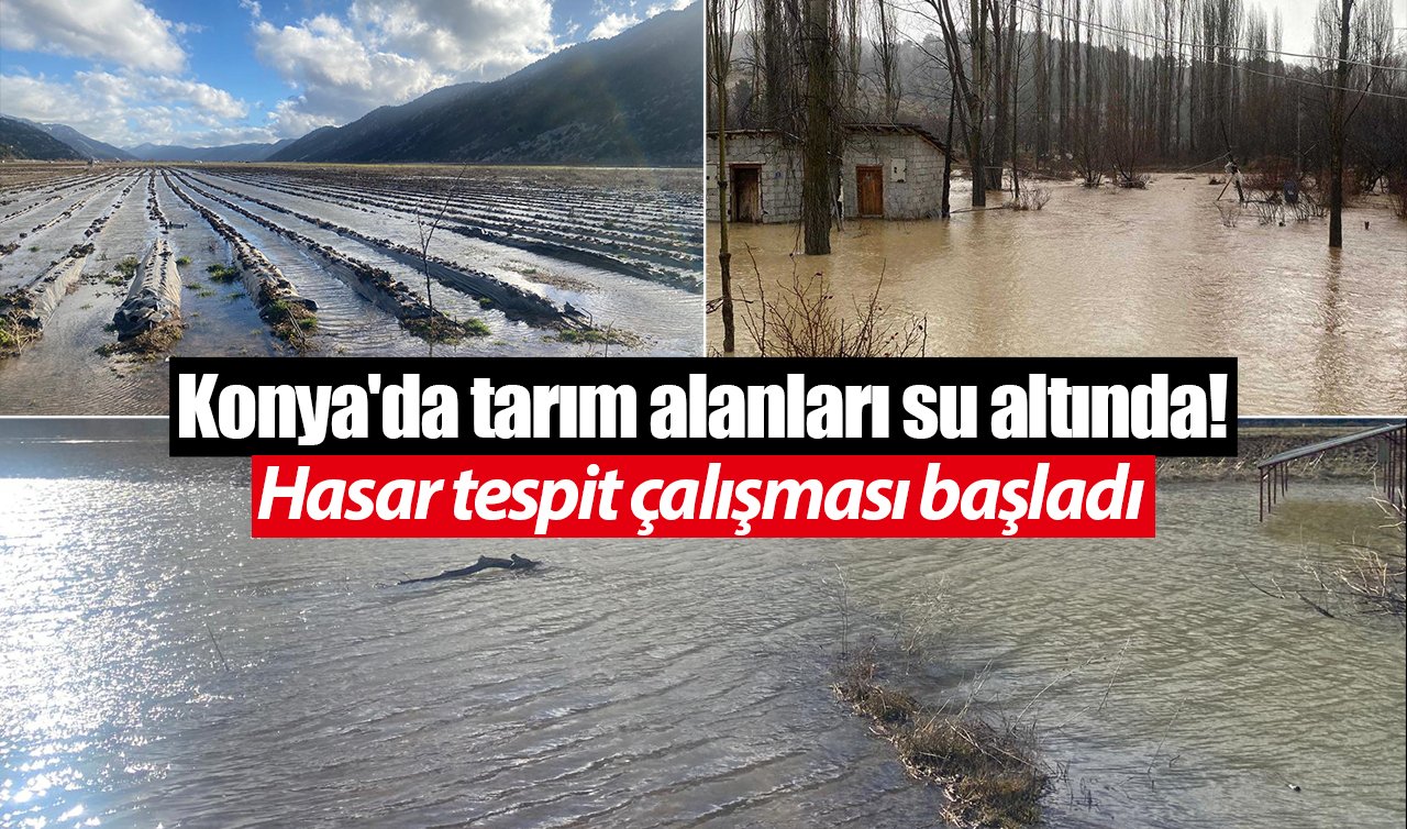 Konya’da tarım alanları su altında! Hasar tespit çalışması başladı 