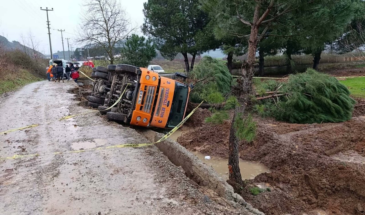 Beton mikseri ağaçların üzerine devrildi; 1 ölü 1 yaralı