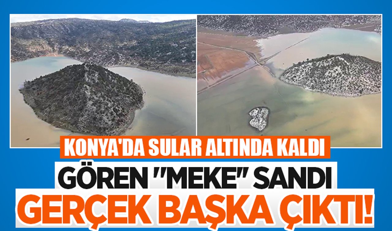 Konya’da sular altında kaldı: Gören “Meke’’ sandı gerçek başka çıktı!