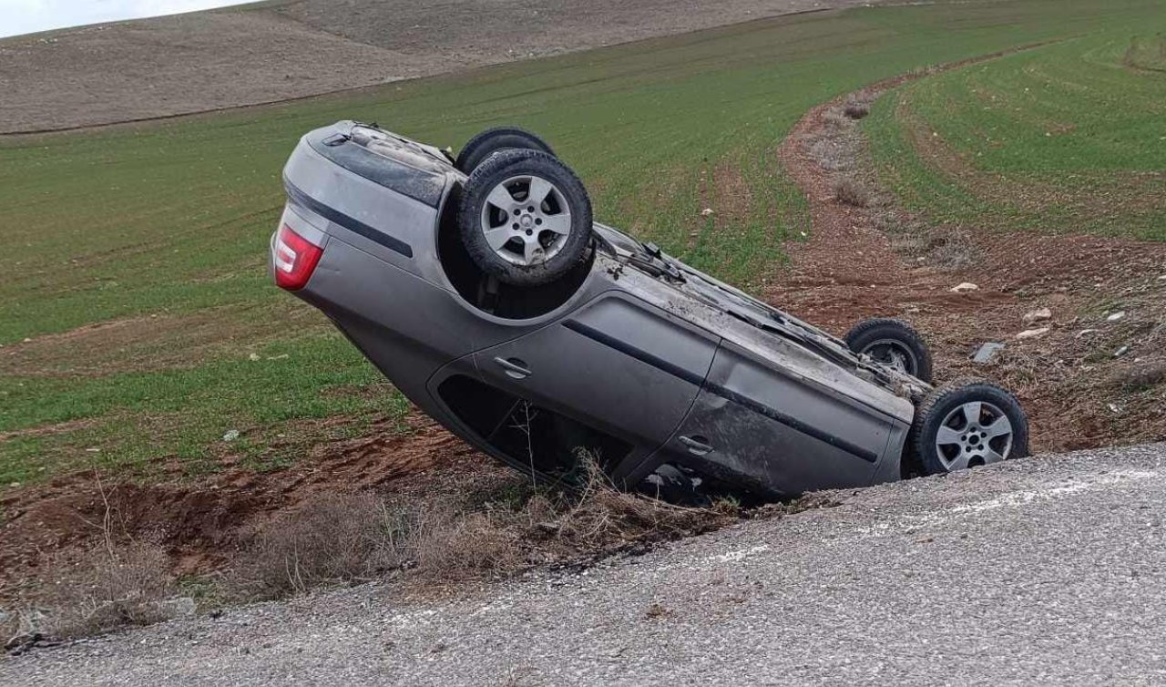 Kulu’da kontrolden çıkan otomobil takla attı