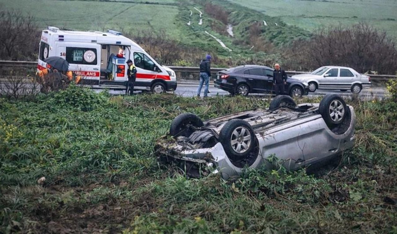 Kontrolden çıkan otomobil ters döndü: 1 yaralı