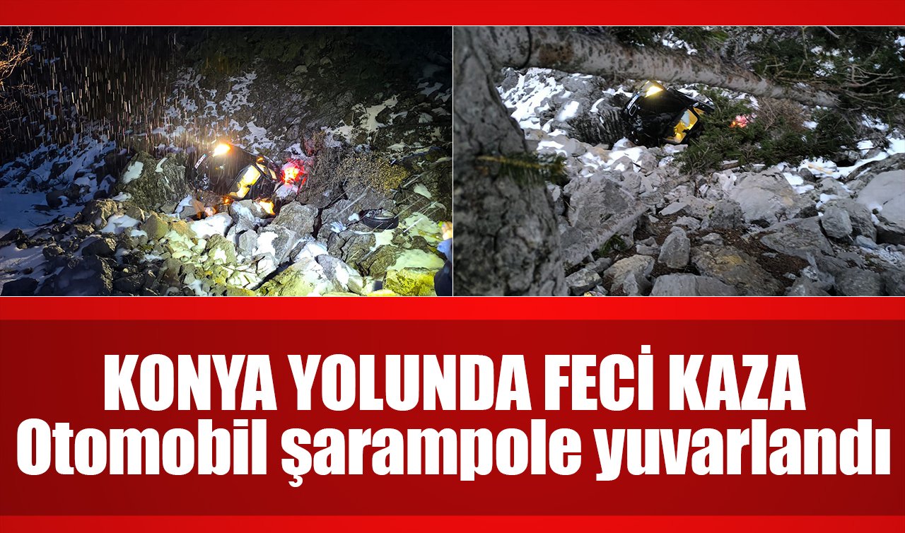 Konya yolunda kaza: Otomobil şarampole yuvarlandı