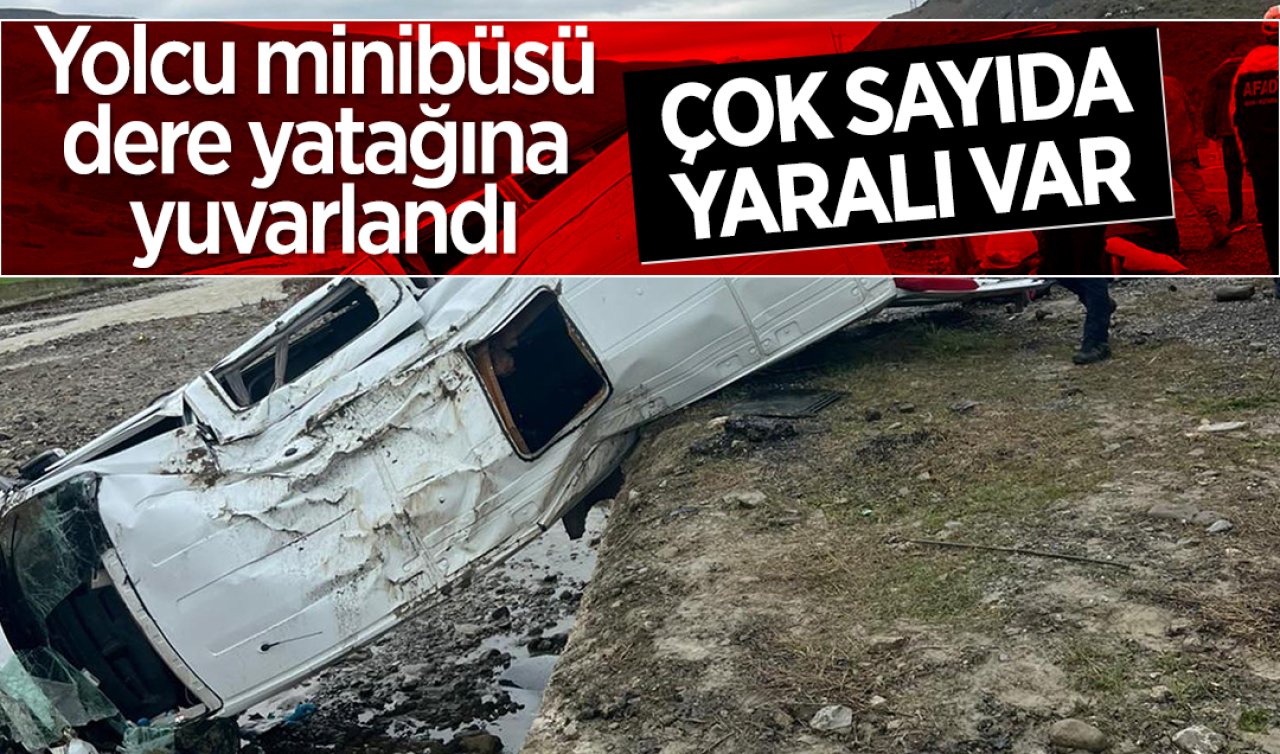 Yolcu minibüsü dere yatağına yuvarlandı: 16 yaralı