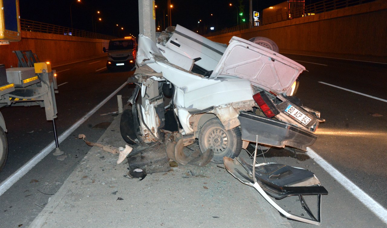 İkiye katlanan otomobilden yaralı çıktılar