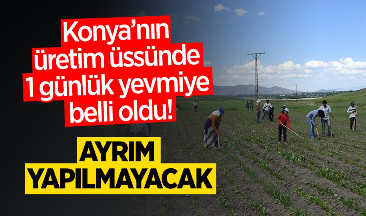 Konya’nın üretim üssünde 1 günlük yevmiye belli oldu! Ayrım yapılmayacak 
