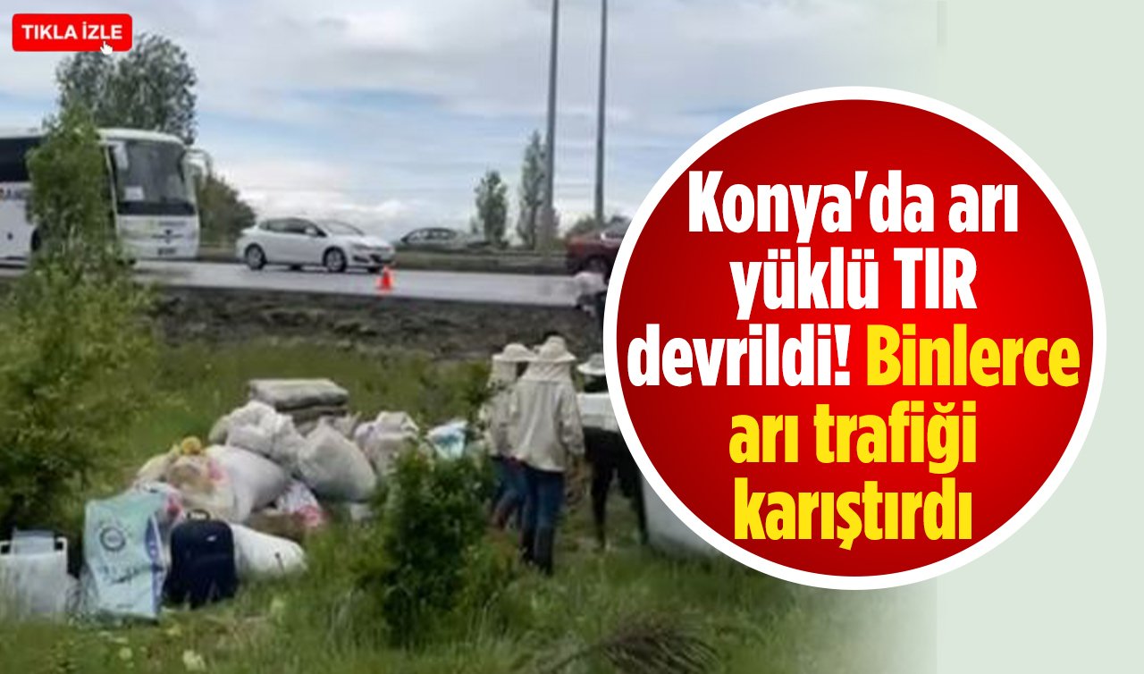 Konya’da arı yüklü TIR devrildi! Binlerce arı trafiği karıştırdı