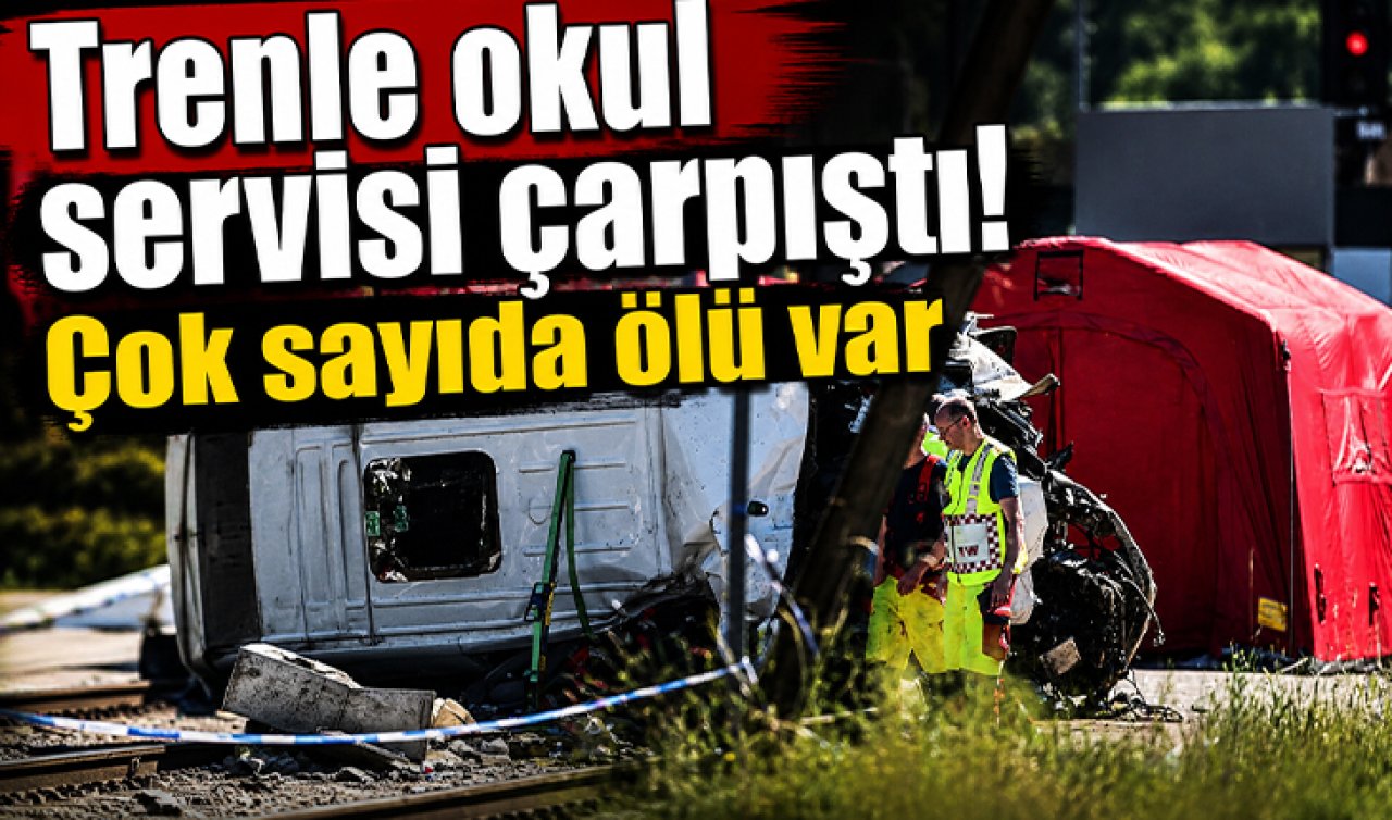 Trenle okul servisi çarpıştı! Çok sayıda ölü var