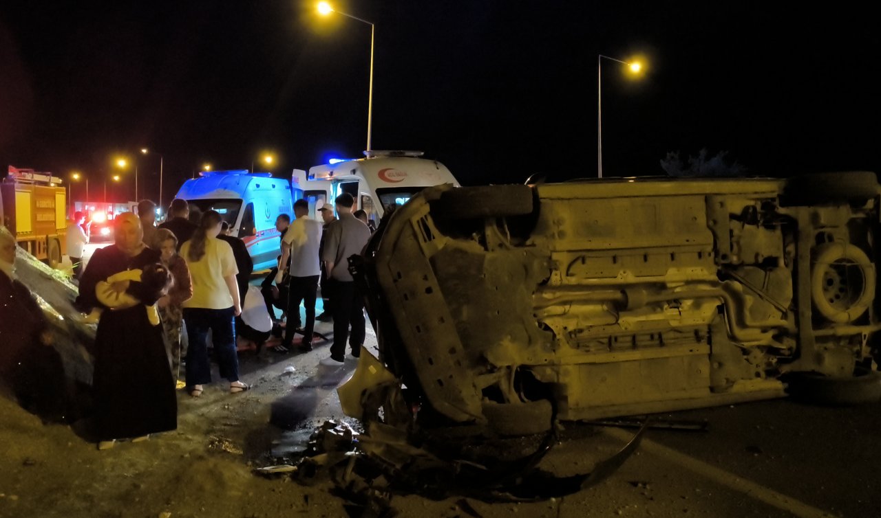 Düğünden dönen ailenin bulunduğu hafif ticari araç takla attı: Yaralılar var 