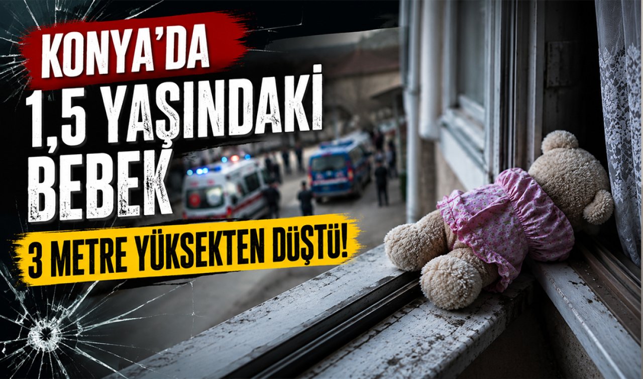Konya’da 1,5 yaşındaki bebek 3 metre yüksekten düştü! 