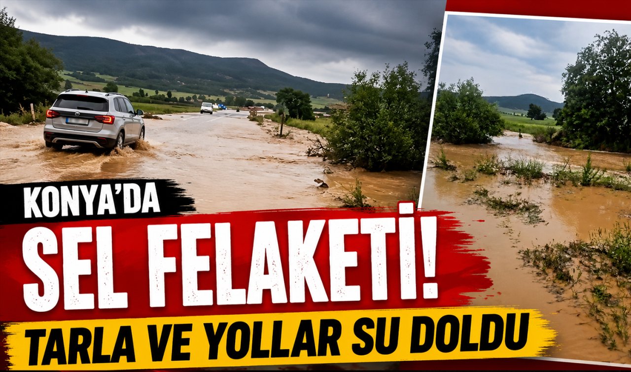 Konya’da sel felaketi! Tarla ve yollar su doldu