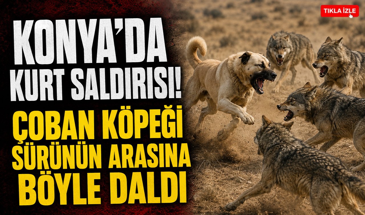 Konya’da kurt saldırısı! Çoban köpeği sürünün arasına böyle daldı