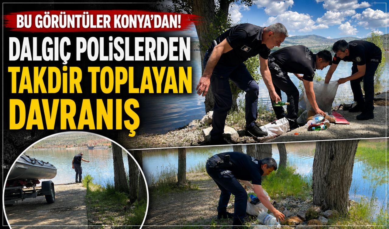 Bu görüntüler Konya’dan! Dalgıç polislerden takdir toplayan davranış 