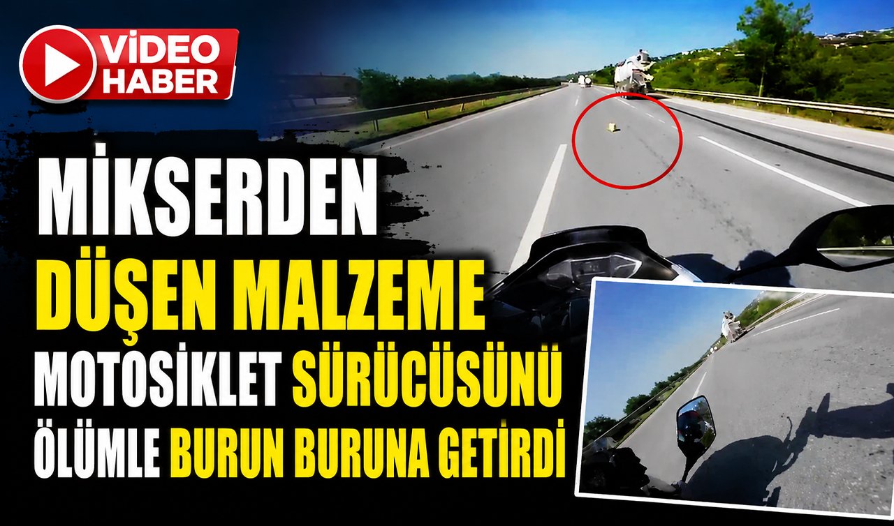 Mikserden düşen malzeme motosiklet sürücüsünü ölümle burun buruna getirdi