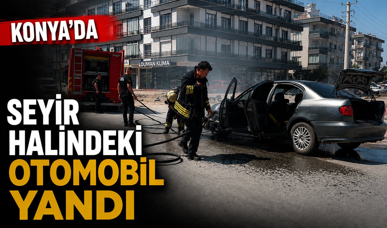 Konya’da seyir halindeki otomobil yandı