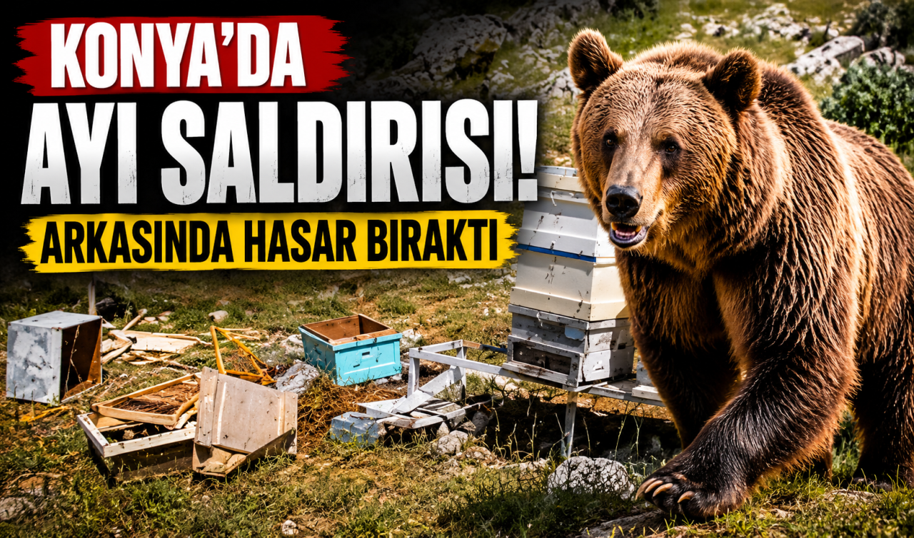 Konya’da ayı saldırısı! Arkasında hasar bıraktı