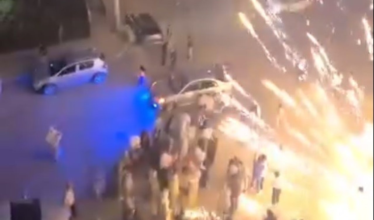 Nişan kutlamasında büyük panik: Havai fişek kalabalığın üzerine patladı