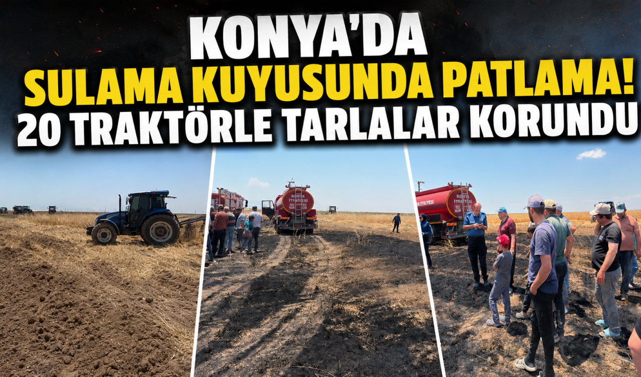 Konya’da sulama kuyusunda patlama! 20 traktörle tarlalar korundu 