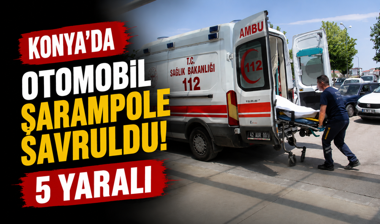 Konya’da otomobil şarampole savruldu! 5 yaralı