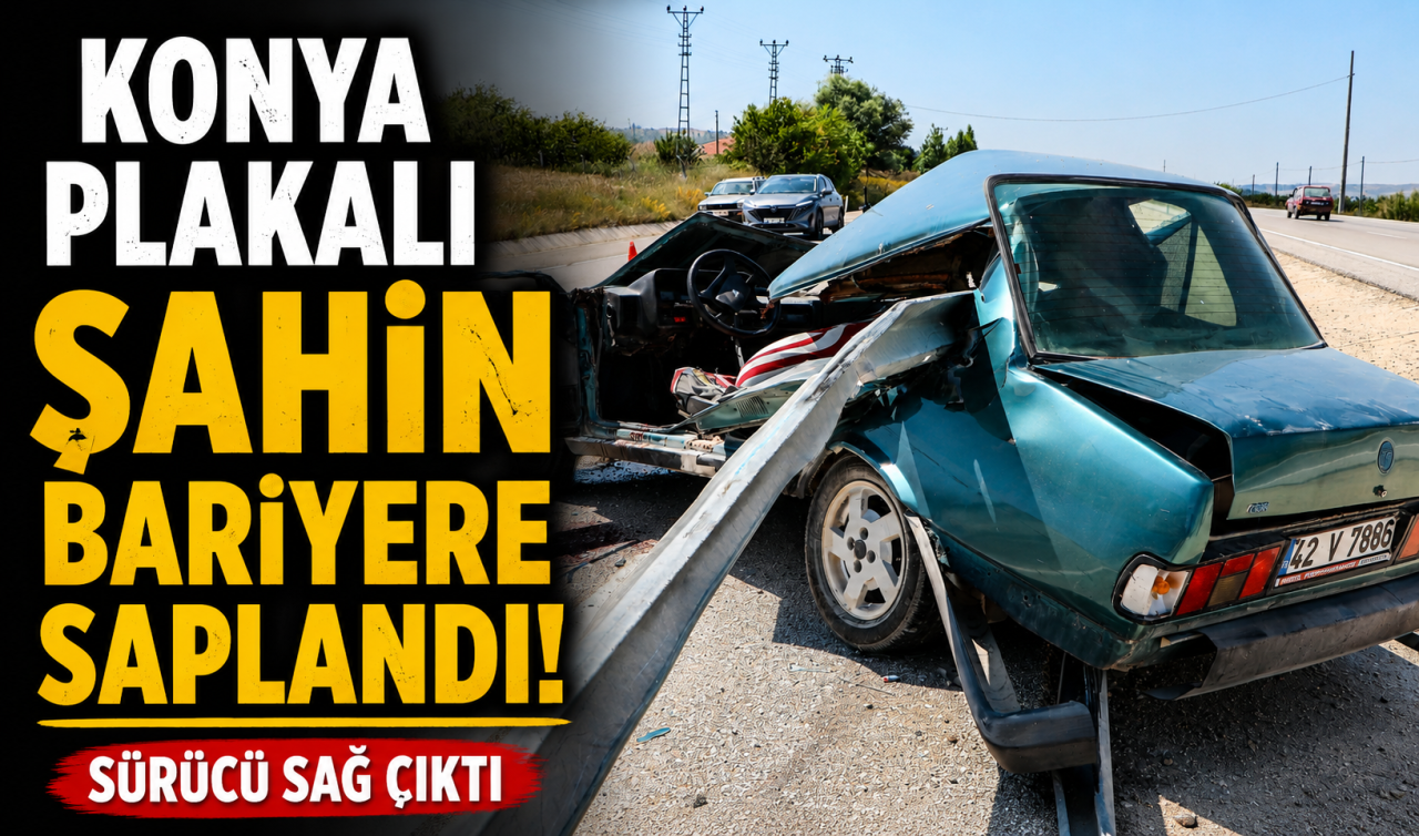 Konya plakalı şahin bariyere saplandı! Sürücü sağ çıktı