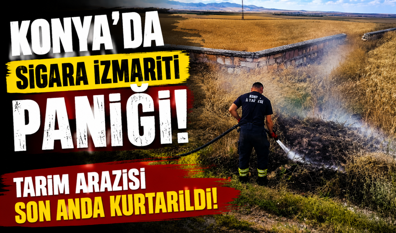 Konya’da sigara izmariti paniği! Tarım arazisi son anda kurtarıldı