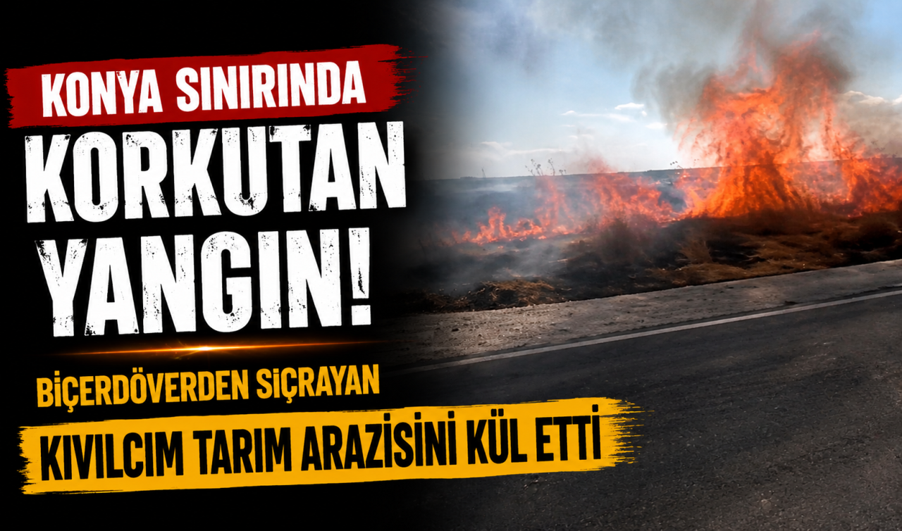Konya sınırında korkutan yangın! Biçerdöverden sıçrayan kıvılcım tarım arazisini kül etti