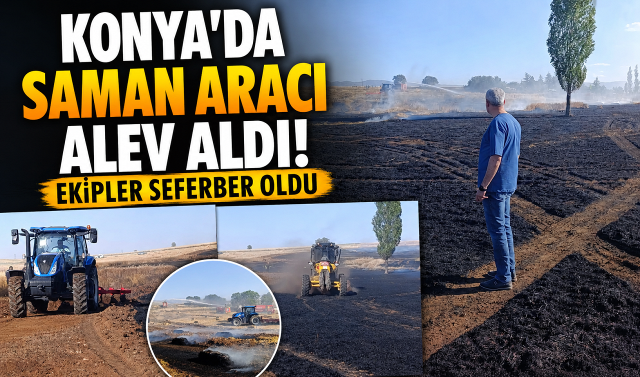 Konya’da saman aracı alev aldı! Ekipler seferber oldu 