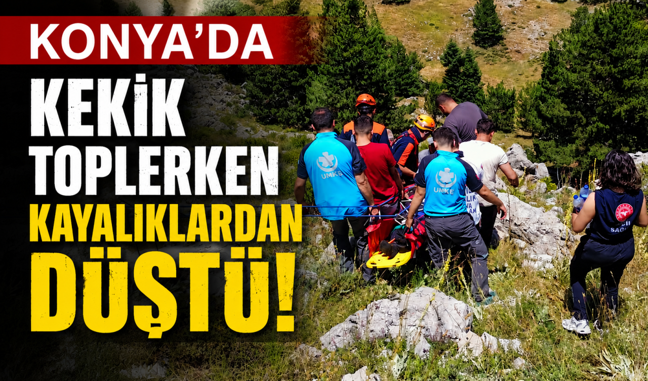 Konya’da bir kişi kekik toplarken kayalıklardan düştü!