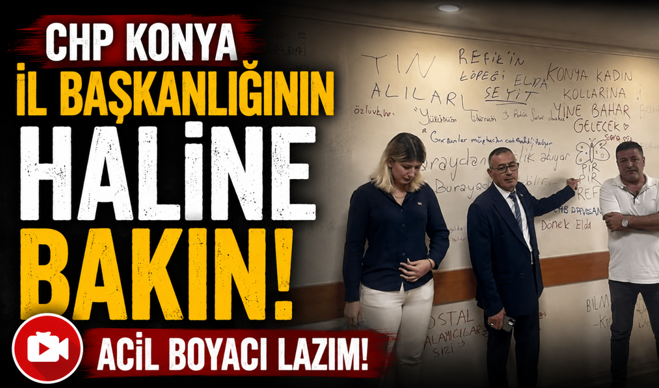 CHP Konya İl başkanlığının haline bakın! Acil boyacı lazım