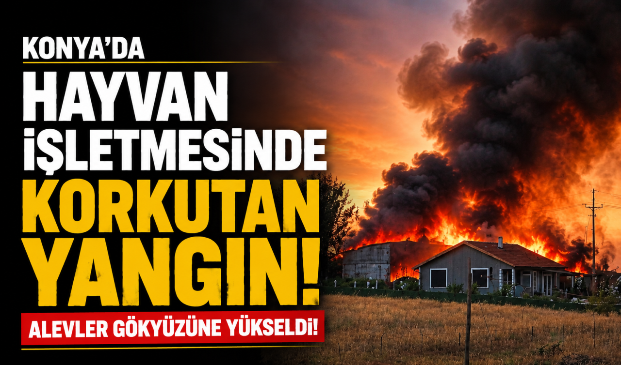 Konya’da hayvan işletmesinde korkutan yangın! Alevler gökyüzüne yükseldi