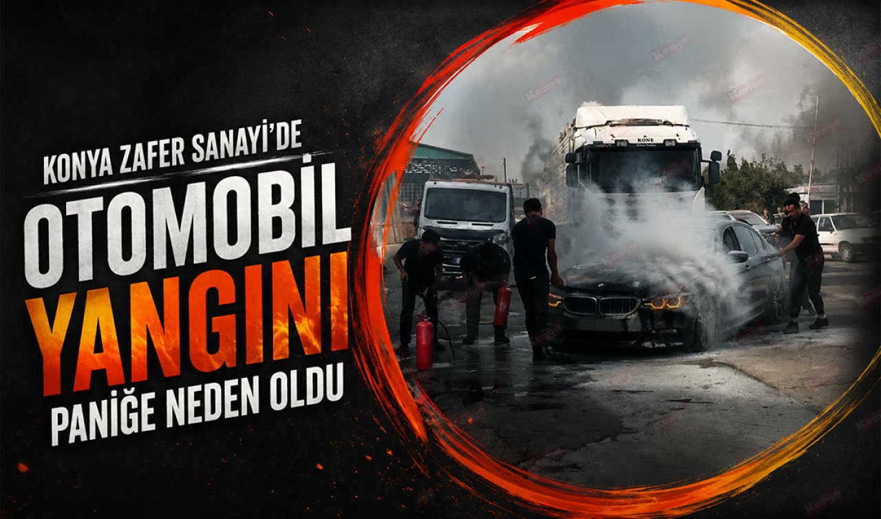 Konya Zafer Sanayi’de otomobil yangını paniğe neden oldu