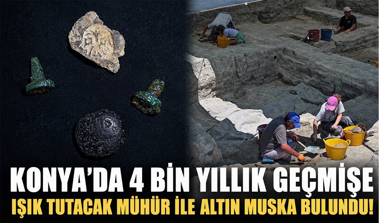 Konya’da Türkmen Karahöyük kazısında altın muska ile mühür bulundu
